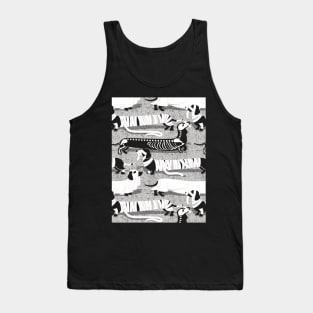 Spooktacular long dachshunds // pattern // light grey background mummy ghost and skeleton dogs Tank Top